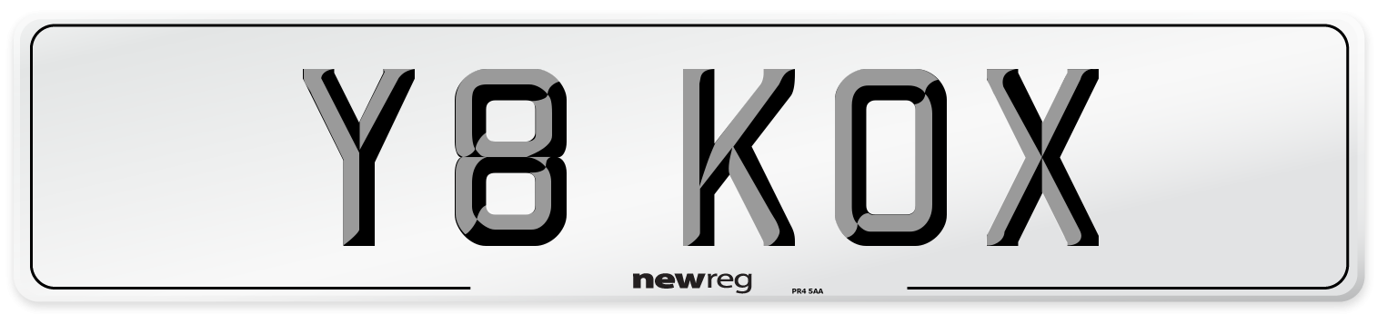 Y8 KOX Number Plate from New Reg